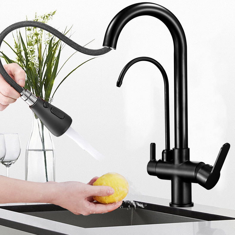 Black Kitchen Sink Ceramic Pull-out Faucet Anti-spill Rod Handle Sink Clearhalo 'Home Improvement' 'home_improvement' 'home_improvement_kitchen_sinks' 'Kitchen Remodel & Kitchen Fixtures' 'Kitchen Sinks & Faucet Components' 'Kitchen Sinks' 'kitchen_sinks' 7182869