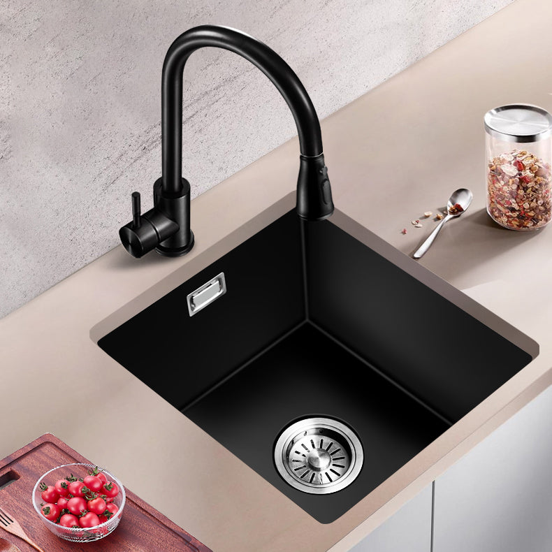 Black Kitchen Sink Ceramic Pull-out Faucet Anti-spill Rod Handle Sink Clearhalo 'Home Improvement' 'home_improvement' 'home_improvement_kitchen_sinks' 'Kitchen Remodel & Kitchen Fixtures' 'Kitchen Sinks & Faucet Components' 'Kitchen Sinks' 'kitchen_sinks' 7182870