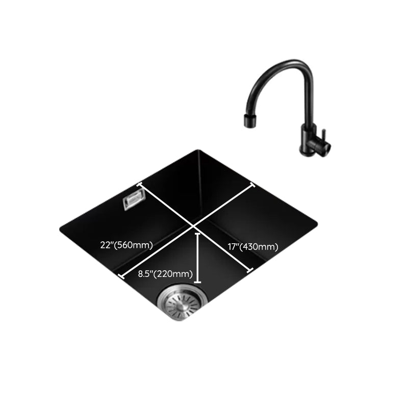 Black Kitchen Sink Ceramic Pull-out Faucet Anti-spill Rod Handle Sink Clearhalo 'Home Improvement' 'home_improvement' 'home_improvement_kitchen_sinks' 'Kitchen Remodel & Kitchen Fixtures' 'Kitchen Sinks & Faucet Components' 'Kitchen Sinks' 'kitchen_sinks' 7182882