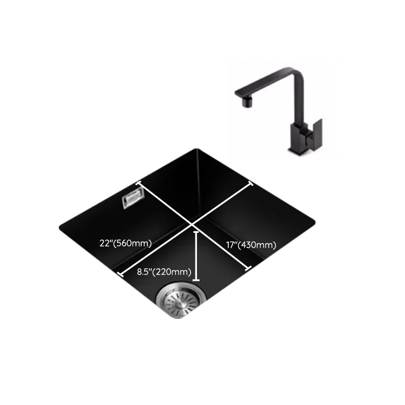 Black Kitchen Sink Ceramic Pull-out Faucet Anti-spill Rod Handle Sink Clearhalo 'Home Improvement' 'home_improvement' 'home_improvement_kitchen_sinks' 'Kitchen Remodel & Kitchen Fixtures' 'Kitchen Sinks & Faucet Components' 'Kitchen Sinks' 'kitchen_sinks' 7182886