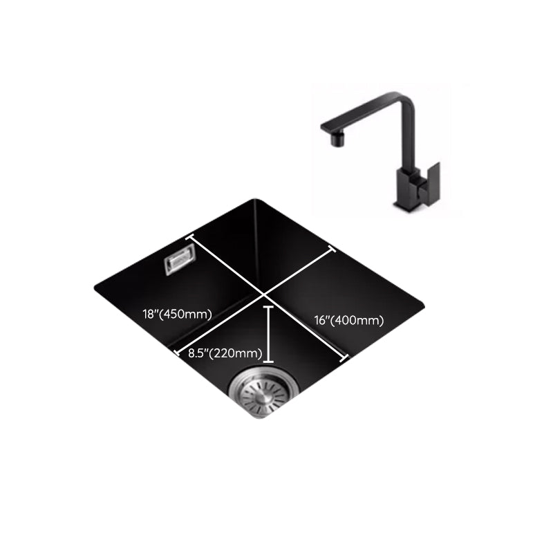 Black Kitchen Sink Ceramic Pull-out Faucet Anti-spill Rod Handle Sink Clearhalo 'Home Improvement' 'home_improvement' 'home_improvement_kitchen_sinks' 'Kitchen Remodel & Kitchen Fixtures' 'Kitchen Sinks & Faucet Components' 'Kitchen Sinks' 'kitchen_sinks' 7182887