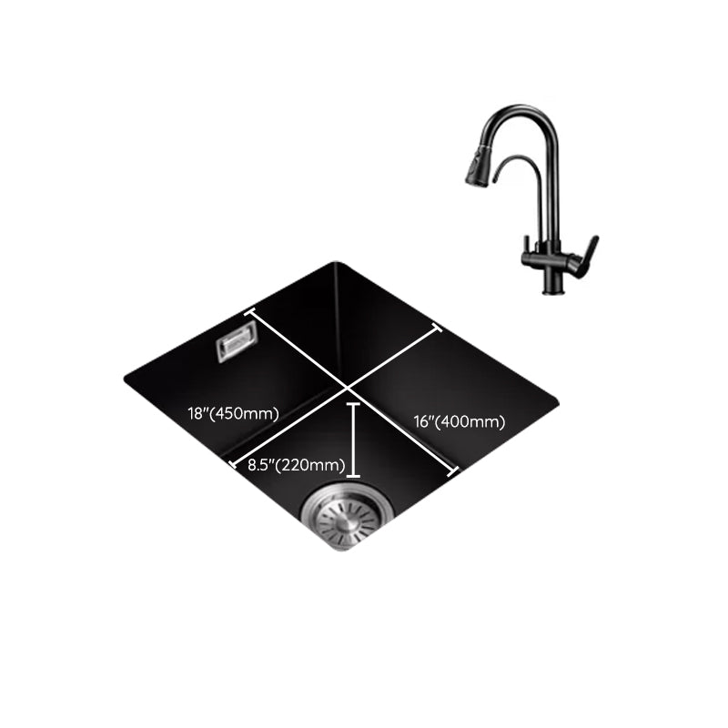 Black Kitchen Sink Ceramic Pull-out Faucet Anti-spill Rod Handle Sink Clearhalo 'Home Improvement' 'home_improvement' 'home_improvement_kitchen_sinks' 'Kitchen Remodel & Kitchen Fixtures' 'Kitchen Sinks & Faucet Components' 'Kitchen Sinks' 'kitchen_sinks' 7182897