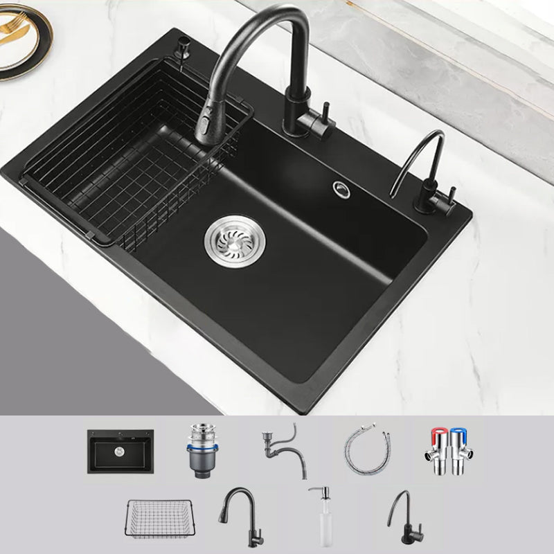 Modern Kitchen Sink White Pull-out Faucet Rectangular Anti-spill Kitchen Sink Sink with Faucet Soap Dispenser Included Clearhalo 'Home Improvement' 'home_improvement' 'home_improvement_kitchen_sinks' 'Kitchen Remodel & Kitchen Fixtures' 'Kitchen Sinks & Faucet Components' 'Kitchen Sinks' 'kitchen_sinks' 7182906