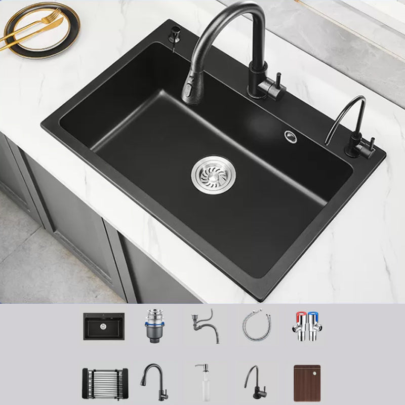 Modern Kitchen Sink White Pull-out Faucet Rectangular Anti-spill Kitchen Sink 31.1"L x 20.1"W x 7.9"H Sink with Faucet Soap Dispenser & Chopping Board Clearhalo 'Home Improvement' 'home_improvement' 'home_improvement_kitchen_sinks' 'Kitchen Remodel & Kitchen Fixtures' 'Kitchen Sinks & Faucet Components' 'Kitchen Sinks' 'kitchen_sinks' 7182919