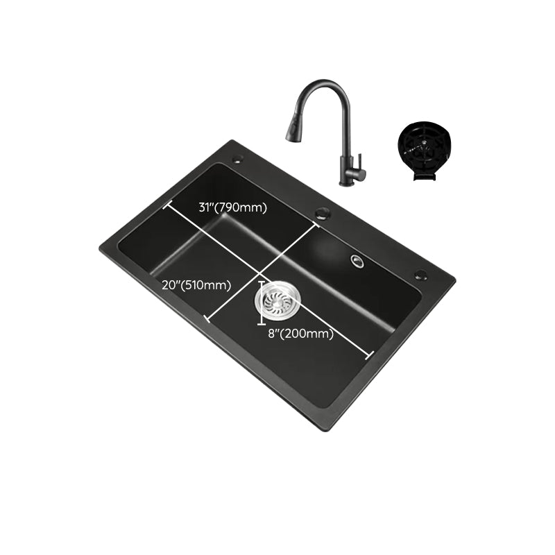 Modern Kitchen Sink White Pull-out Faucet Rectangular Anti-spill Kitchen Sink Clearhalo 'Home Improvement' 'home_improvement' 'home_improvement_kitchen_sinks' 'Kitchen Remodel & Kitchen Fixtures' 'Kitchen Sinks & Faucet Components' 'Kitchen Sinks' 'kitchen_sinks' 7182939