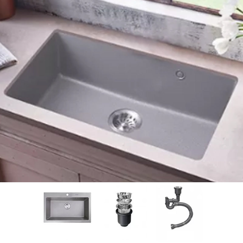 Modern Kitchen Sink Rectangular Grey Faucet Pull-out Anti-spill Sink 27"L x 19"W x 9"H Sink Only None Clearhalo 'Home Improvement' 'home_improvement' 'home_improvement_kitchen_sinks' 'Kitchen Remodel & Kitchen Fixtures' 'Kitchen Sinks & Faucet Components' 'Kitchen Sinks' 'kitchen_sinks' 7182943