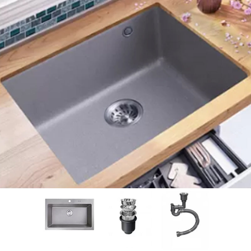 Modern Kitchen Sink Rectangular Grey Faucet Pull-out Anti-spill Sink 28"L x 18"W x 9"H Sink Only None Clearhalo 'Home Improvement' 'home_improvement' 'home_improvement_kitchen_sinks' 'Kitchen Remodel & Kitchen Fixtures' 'Kitchen Sinks & Faucet Components' 'Kitchen Sinks' 'kitchen_sinks' 7182945
