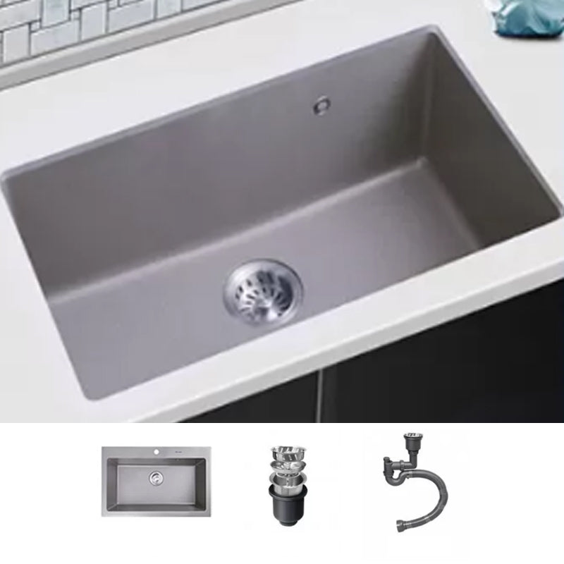 Modern Kitchen Sink Rectangular Grey Faucet Pull-out Anti-spill Sink 23"L x 18"W x 9"H Sink Only None Clearhalo 'Home Improvement' 'home_improvement' 'home_improvement_kitchen_sinks' 'Kitchen Remodel & Kitchen Fixtures' 'Kitchen Sinks & Faucet Components' 'Kitchen Sinks' 'kitchen_sinks' 7182948