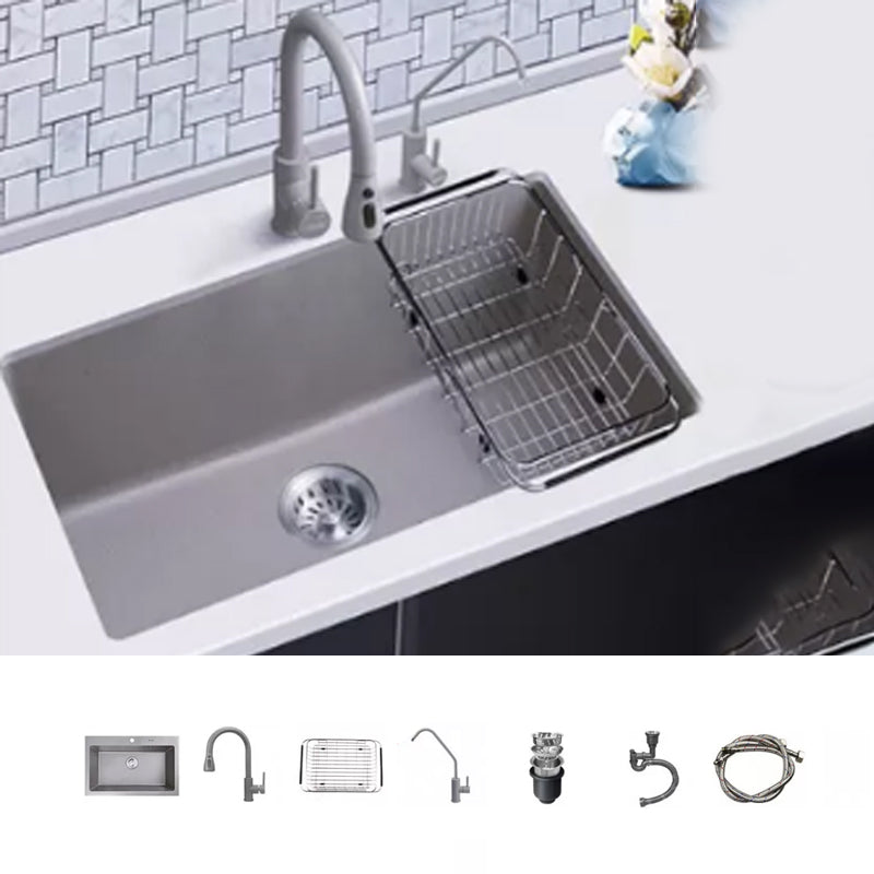 Modern Kitchen Sink Rectangular Grey Faucet Pull-out Anti-spill Sink 23"L x 18"W x 9"H Sink with Faucet Faucet with Water Filtration Clearhalo 'Home Improvement' 'home_improvement' 'home_improvement_kitchen_sinks' 'Kitchen Remodel & Kitchen Fixtures' 'Kitchen Sinks & Faucet Components' 'Kitchen Sinks' 'kitchen_sinks' 7182961