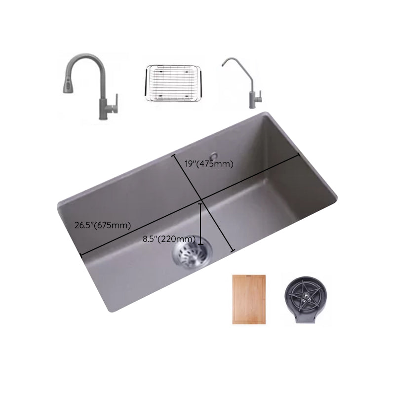 Modern Kitchen Sink Rectangular Grey Faucet Pull-out Anti-spill Sink Clearhalo 'Home Improvement' 'home_improvement' 'home_improvement_kitchen_sinks' 'Kitchen Remodel & Kitchen Fixtures' 'Kitchen Sinks & Faucet Components' 'Kitchen Sinks' 'kitchen_sinks' 7182972
