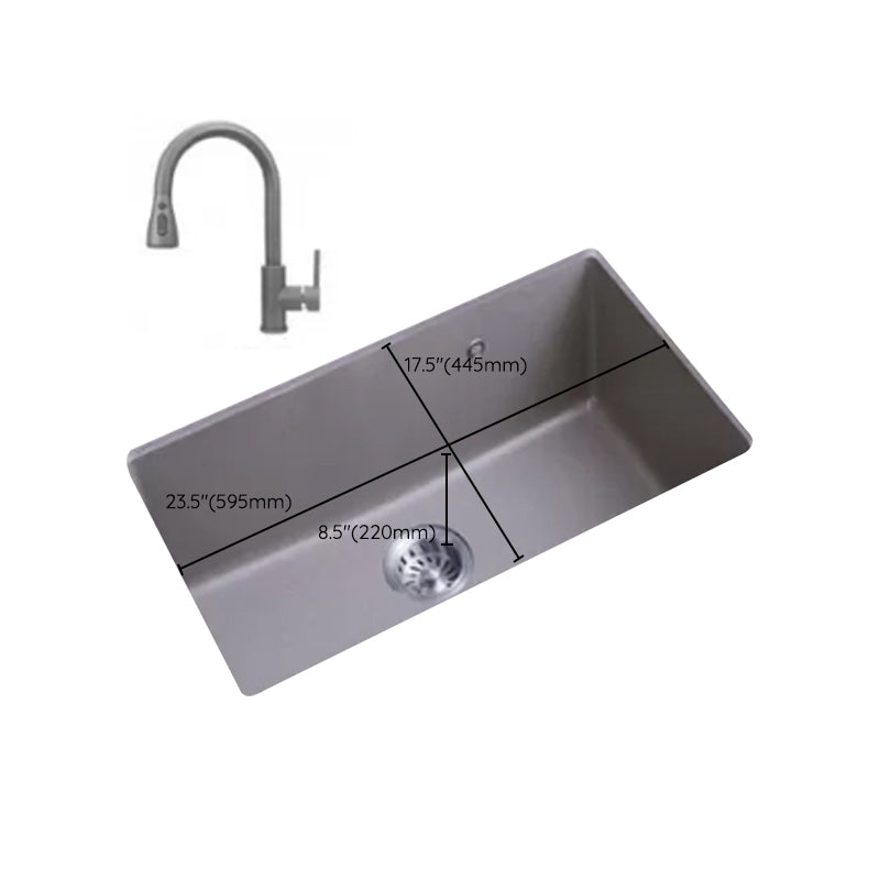 Modern Kitchen Sink Rectangular Grey Faucet Pull-out Anti-spill Sink Clearhalo 'Home Improvement' 'home_improvement' 'home_improvement_kitchen_sinks' 'Kitchen Remodel & Kitchen Fixtures' 'Kitchen Sinks & Faucet Components' 'Kitchen Sinks' 'kitchen_sinks' 7182976