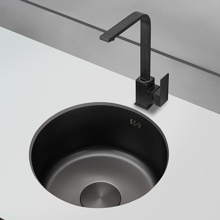 Kitchen Sink Round Single Bowl Fade Resistant Undermount Stainless Steel Kitchen Sink 14.2"L x 14.2"W x 7.1"H Sink with Faucet Seven Character Faucet Clearhalo 'Home Improvement' 'home_improvement' 'home_improvement_kitchen_sinks' 'Kitchen Remodel & Kitchen Fixtures' 'Kitchen Sinks & Faucet Components' 'Kitchen Sinks' 'kitchen_sinks' 7182987