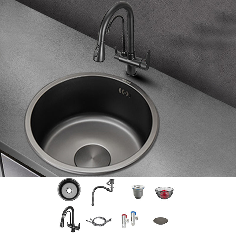Kitchen Sink Round Single Bowl Fade Resistant Undermount Stainless Steel Kitchen Sink 16"L x 16"W x 7"H Sink with Faucet 3-in-1 Purifying Faucet Clearhalo 'Home Improvement' 'home_improvement' 'home_improvement_kitchen_sinks' 'Kitchen Remodel & Kitchen Fixtures' 'Kitchen Sinks & Faucet Components' 'Kitchen Sinks' 'kitchen_sinks' 7183008