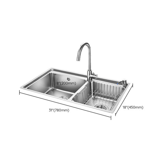 Stainless Steel Kitchen Sink Overflow Hole Design Kitchen Double Sink Clearhalo 'Home Improvement' 'home_improvement' 'home_improvement_kitchen_sinks' 'Kitchen Remodel & Kitchen Fixtures' 'Kitchen Sinks & Faucet Components' 'Kitchen Sinks' 'kitchen_sinks' 7183080
