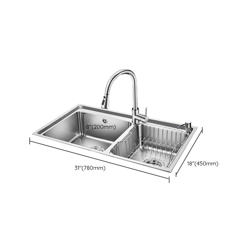 Stainless Steel Kitchen Sink Overflow Hole Design Kitchen Double Sink Clearhalo 'Home Improvement' 'home_improvement' 'home_improvement_kitchen_sinks' 'Kitchen Remodel & Kitchen Fixtures' 'Kitchen Sinks & Faucet Components' 'Kitchen Sinks' 'kitchen_sinks' 7183081