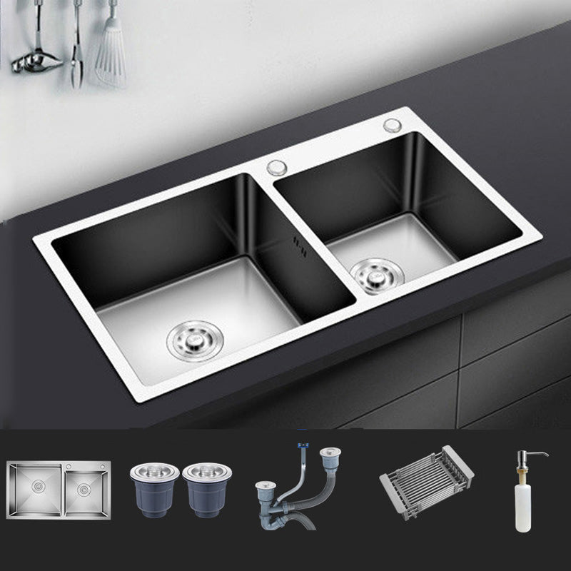Modern Style Kitchen Sink Stainless Steel Kitchen Double Sink with Soundproofing Sink Only None Clearhalo 'Home Improvement' 'home_improvement' 'home_improvement_kitchen_sinks' 'Kitchen Remodel & Kitchen Fixtures' 'Kitchen Sinks & Faucet Components' 'Kitchen Sinks' 'kitchen_sinks' 7183085