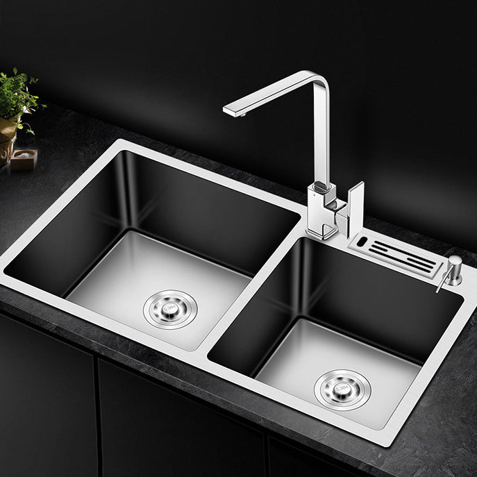 Modern Style Kitchen Sink Stainless Steel Kitchen Double Sink with Soundproofing Clearhalo 'Home Improvement' 'home_improvement' 'home_improvement_kitchen_sinks' 'Kitchen Remodel & Kitchen Fixtures' 'Kitchen Sinks & Faucet Components' 'Kitchen Sinks' 'kitchen_sinks' 7183087
