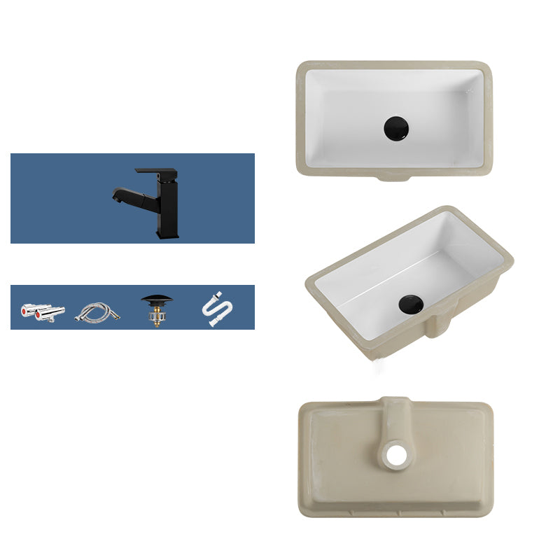 Rectangular Bathroom Sink in White with Overflow Porcelain Undermount Sink 20"L x 12"W x 7"H Sink with Faucet Clearhalo 'Bathroom Remodel & Bathroom Fixtures' 'Bathroom Sinks & Faucet Components' 'Bathroom Sinks' 'bathroom_sink' 'Home Improvement' 'home_improvement' 'home_improvement_bathroom_sink' 7183113