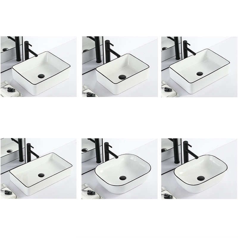 Contemporary Bathroom Sink with Pop-Up Drain Porcelain Rectangular Vessel Clearhalo 'Bathroom Remodel & Bathroom Fixtures' 'Bathroom Sinks & Faucet Components' 'Bathroom Sinks' 'bathroom_sink' 'Home Improvement' 'home_improvement' 'home_improvement_bathroom_sink' 7183134