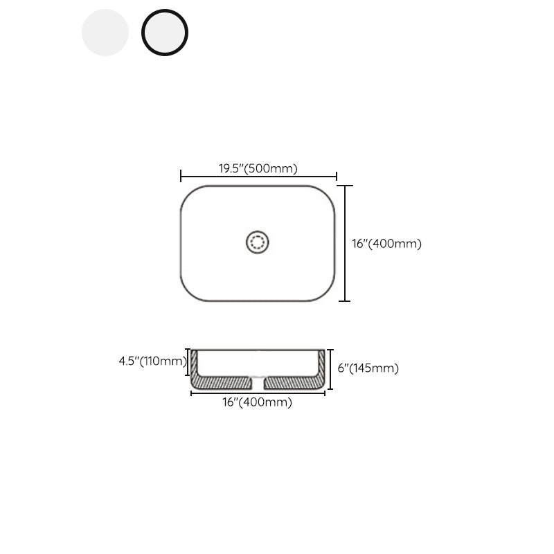 Contemporary Bathroom Sink with Pop-Up Drain Porcelain Rectangular Vessel Clearhalo 'Bathroom Remodel & Bathroom Fixtures' 'Bathroom Sinks & Faucet Components' 'Bathroom Sinks' 'bathroom_sink' 'Home Improvement' 'home_improvement' 'home_improvement_bathroom_sink' 7183166