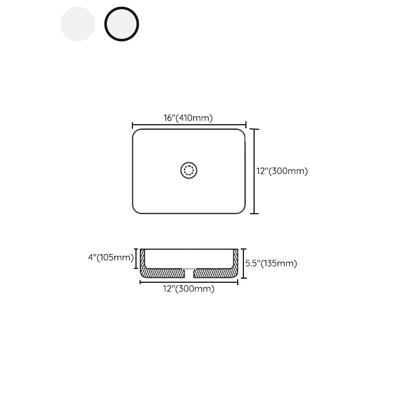 Contemporary Bathroom Sink with Pop-Up Drain Porcelain Rectangular Vessel Clearhalo 'Bathroom Remodel & Bathroom Fixtures' 'Bathroom Sinks & Faucet Components' 'Bathroom Sinks' 'bathroom_sink' 'Home Improvement' 'home_improvement' 'home_improvement_bathroom_sink' 7183167