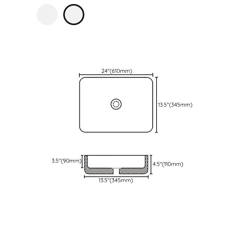 Contemporary Bathroom Sink with Pop-Up Drain Porcelain Rectangular Vessel Clearhalo 'Bathroom Remodel & Bathroom Fixtures' 'Bathroom Sinks & Faucet Components' 'Bathroom Sinks' 'bathroom_sink' 'Home Improvement' 'home_improvement' 'home_improvement_bathroom_sink' 7183170