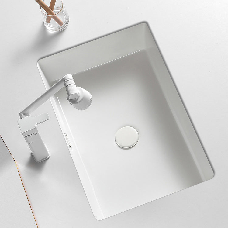 Contemporary Bathroom Sink with Pop-Up Drain Porcelain Rectangular Undermount Vanity Sink Clearhalo 'Bathroom Remodel & Bathroom Fixtures' 'Bathroom Sinks & Faucet Components' 'Bathroom Sinks' 'bathroom_sink' 'Home Improvement' 'home_improvement' 'home_improvement_bathroom_sink' 7183177