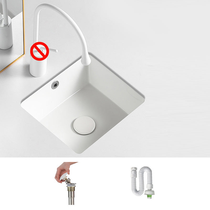 Contemporary Bathroom Sink with Pop-Up Drain Porcelain Rectangular Undermount Vanity Sink 14"L x 13"W x 7"H Sink Clearhalo 'Bathroom Remodel & Bathroom Fixtures' 'Bathroom Sinks & Faucet Components' 'Bathroom Sinks' 'bathroom_sink' 'Home Improvement' 'home_improvement' 'home_improvement_bathroom_sink' 7183192