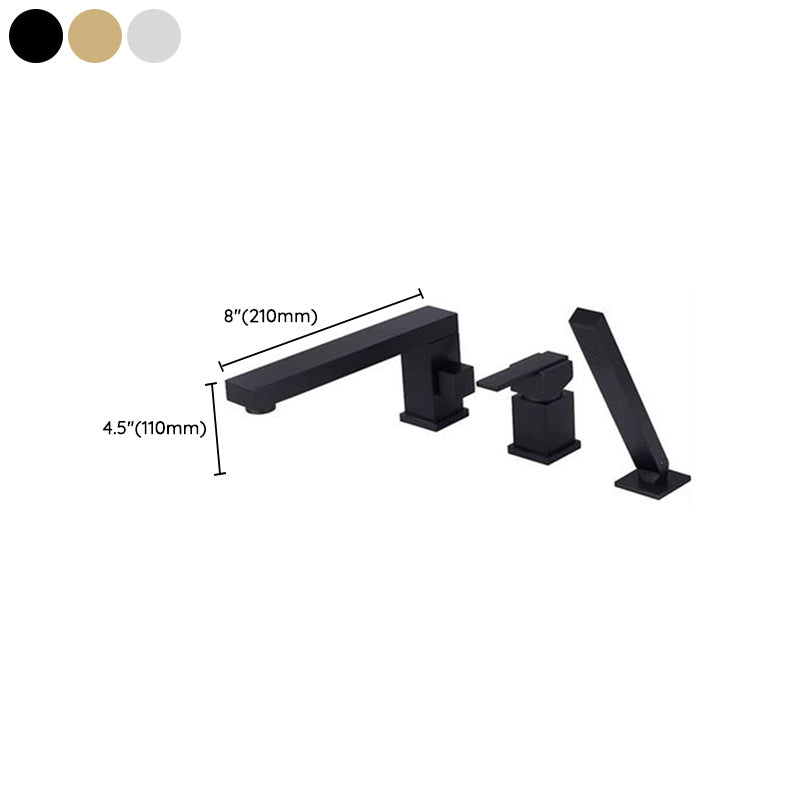 Traditional Deck Mounted Roman Tub Faucet Copper Low Arc Roman Tub Faucet Set Clearhalo 'Bathroom Remodel & Bathroom Fixtures' 'Bathtub Faucets' 'bathtub_faucets' 'Home Improvement' 'home_improvement' 'home_improvement_bathtub_faucets' 7183260