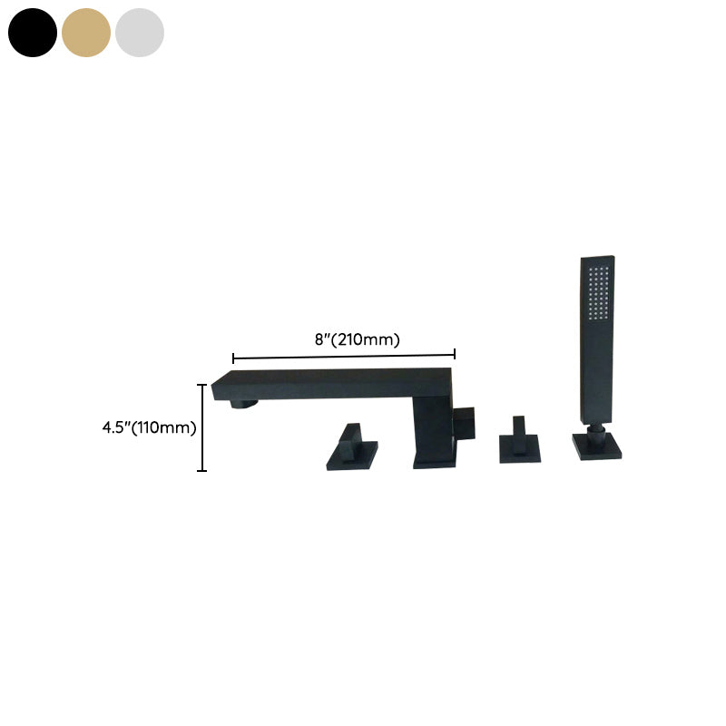 Traditional Deck Mounted Roman Tub Faucet Copper Low Arc Roman Tub Faucet Set Clearhalo 'Bathroom Remodel & Bathroom Fixtures' 'Bathtub Faucets' 'bathtub_faucets' 'Home Improvement' 'home_improvement' 'home_improvement_bathtub_faucets' 7183261