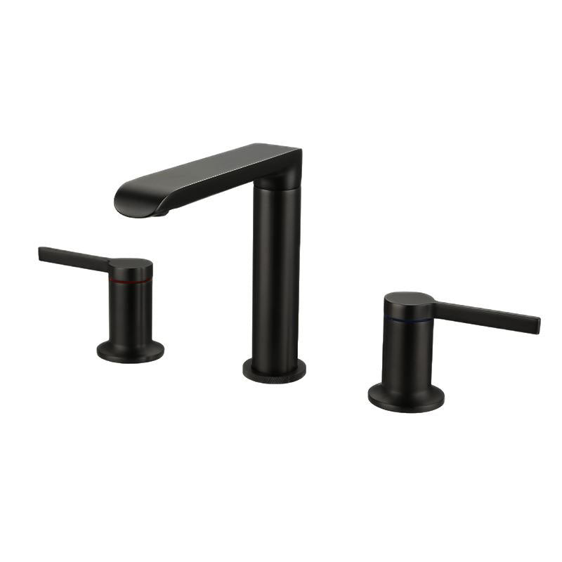 Modern Brass Tub Faucet with 2 Handles Deck Mount Bathroom Faucet Black Lever Handles Clearhalo 'Bathroom Remodel & Bathroom Fixtures' 'Bathtub Faucets' 'bathtub_faucets' 'Home Improvement' 'home_improvement' 'home_improvement_bathtub_faucets' 7183411
