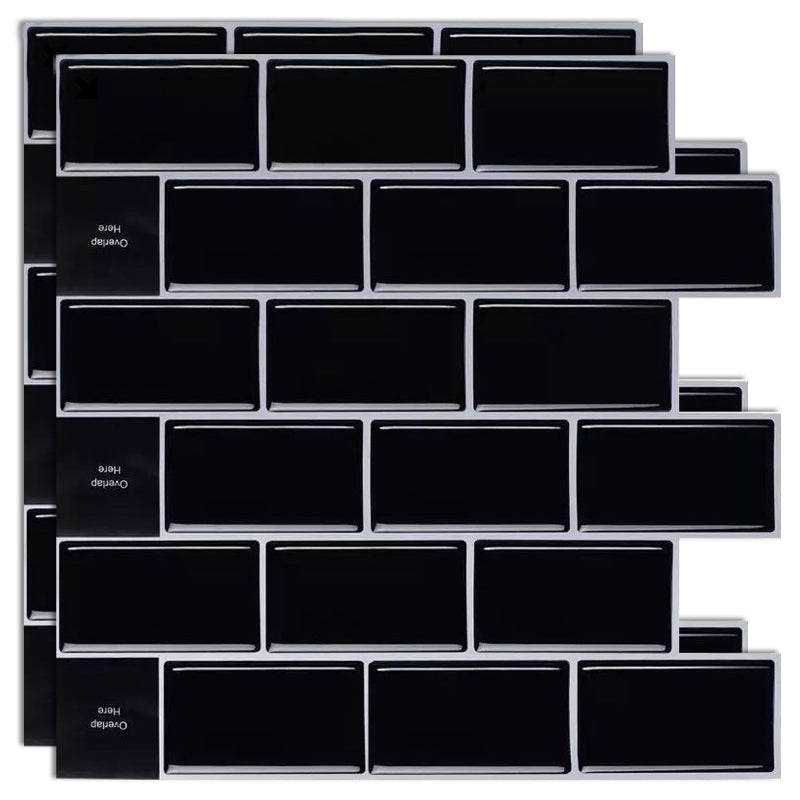 Plastic Peel & Stick Subway Tile Modern Simple Peel & Stick Subway Tile Gloss Black Clearhalo 'Flooring 'Home Improvement' 'home_improvement' 'home_improvement_peel_stick_blacksplash' 'Peel & Stick Backsplash Tile' 'peel_stick_blacksplash' 'Walls & Ceilings' Walls and Ceiling' 7183689
