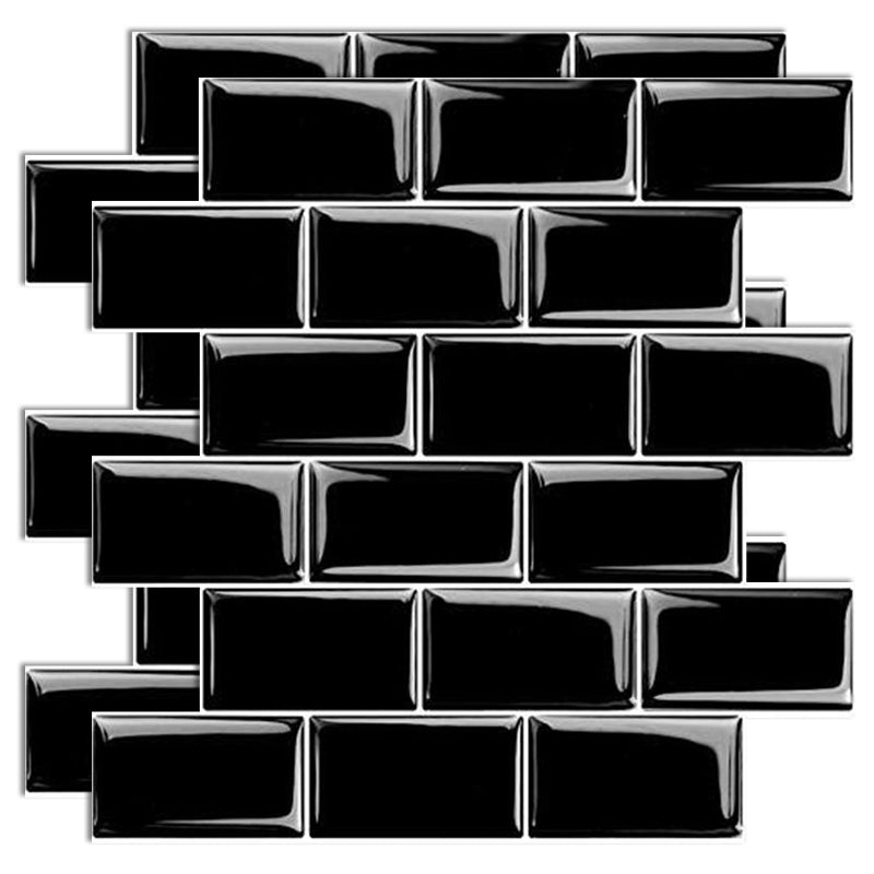 Plastic Peel & Stick Subway Tile Modern Simple Peel & Stick Subway Tile Textured Black Clearhalo 'Flooring 'Home Improvement' 'home_improvement' 'home_improvement_peel_stick_blacksplash' 'Peel & Stick Backsplash Tile' 'peel_stick_blacksplash' 'Walls & Ceilings' Walls and Ceiling' 7183692