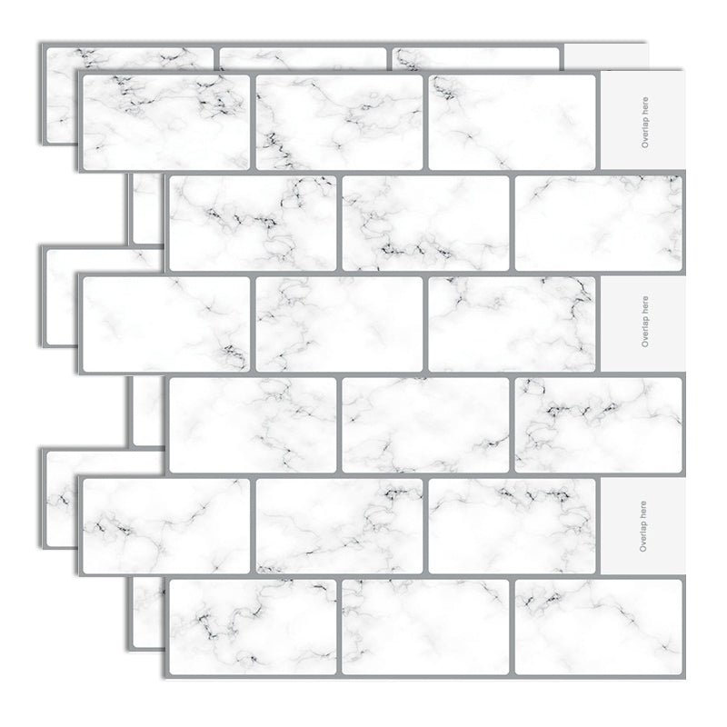 Plastic Peel & Stick Subway Tile Modern Simple Peel & Stick Subway Tile Distressed White Clearhalo 'Flooring 'Home Improvement' 'home_improvement' 'home_improvement_peel_stick_blacksplash' 'Peel & Stick Backsplash Tile' 'peel_stick_blacksplash' 'Walls & Ceilings' Walls and Ceiling' 7183703