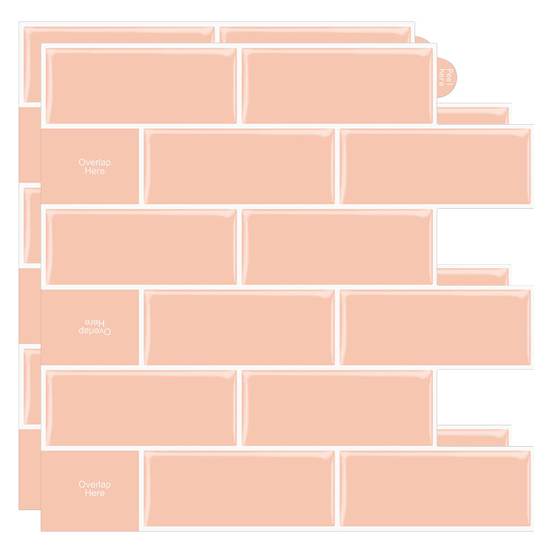 Plastic Peel & Stick Subway Tile Modern Simple Peel & Stick Subway Tile Orange Pink Clearhalo 'Flooring 'Home Improvement' 'home_improvement' 'home_improvement_peel_stick_blacksplash' 'Peel & Stick Backsplash Tile' 'peel_stick_blacksplash' 'Walls & Ceilings' Walls and Ceiling' 7183711