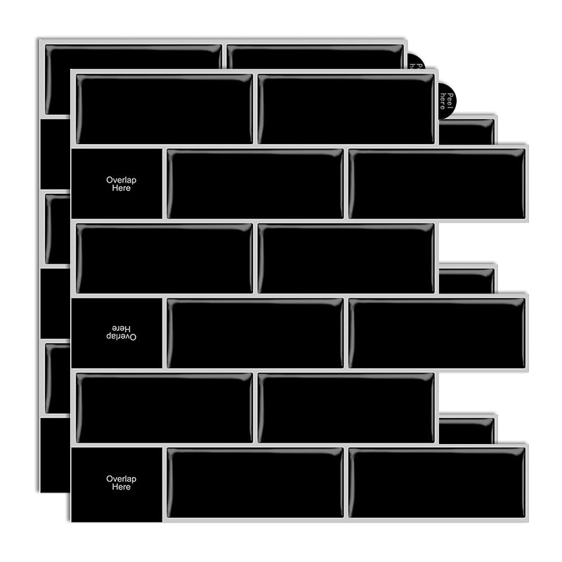 Plastic Peel & Stick Subway Tile Modern Simple Peel & Stick Subway Tile Black Clearhalo 'Flooring 'Home Improvement' 'home_improvement' 'home_improvement_peel_stick_blacksplash' 'Peel & Stick Backsplash Tile' 'peel_stick_blacksplash' 'Walls & Ceilings' Walls and Ceiling' 7183712