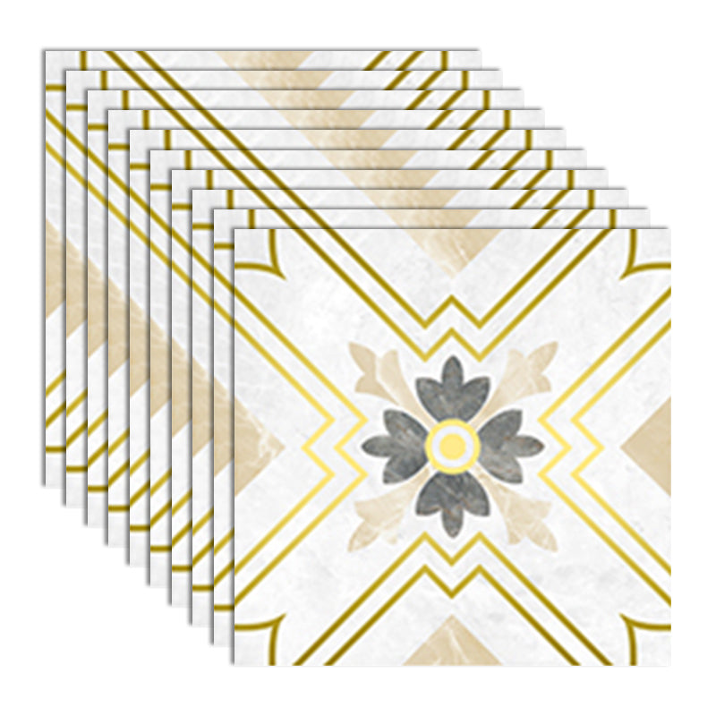 Plastic Peel and Stick Tiles Contemporary Peel and Stick Tiles Beige Gold 8"L x 8"W 10-Piece Set Clearhalo 'Flooring 'Home Improvement' 'home_improvement' 'home_improvement_peel_stick_blacksplash' 'Peel & Stick Backsplash Tile' 'peel_stick_blacksplash' 'Walls & Ceilings' Walls and Ceiling' 7183784