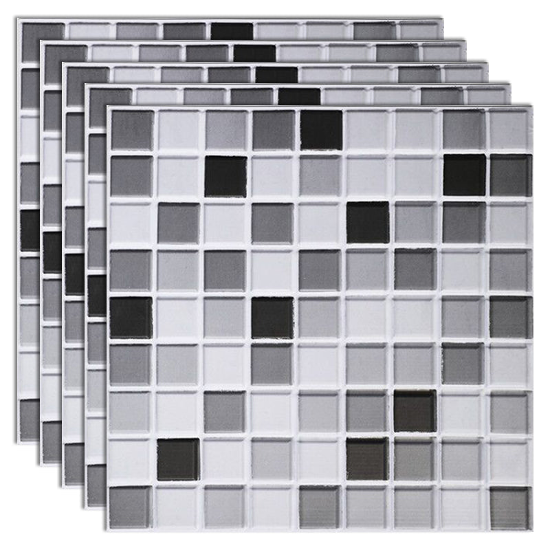 Waterproof Peel & Stick PVC Mosaic Tile Mosaic Tile Wallpaper Gray/ Black/ White 5-Piece Set Glossy Clearhalo 'Flooring 'Home Improvement' 'home_improvement' 'home_improvement_peel_stick_blacksplash' 'Peel & Stick Backsplash Tile' 'peel_stick_blacksplash' 'Walls & Ceilings' Walls and Ceiling' 7183799
