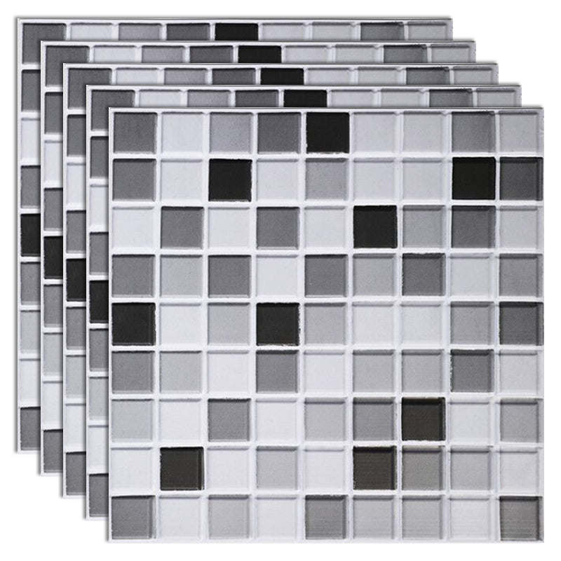 Waterproof Peel & Stick PVC Mosaic Tile Mosaic Tile Wallpaper Gray Black White 5-Piece Set Glossy Clearhalo 'Flooring 'Home Improvement' 'home_improvement' 'home_improvement_peel_stick_blacksplash' 'Peel & Stick Backsplash Tile' 'peel_stick_blacksplash' 'Walls & Ceilings' Walls and Ceiling' 7183799