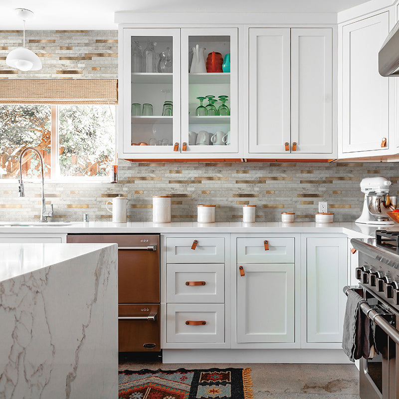 Modern Peel & Stick Subway Tile Waterproof Peel & Stick Subway Tile Grey-Gold 10-Piece Set Clearhalo 'Flooring 'Home Improvement' 'home_improvement' 'home_improvement_peel_stick_blacksplash' 'Peel & Stick Backsplash Tile' 'peel_stick_blacksplash' 'Walls & Ceilings' Walls and Ceiling' 7183810