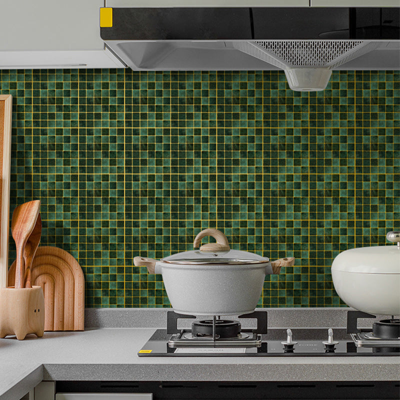 Mosaic Tile Wallpaper PVC Square Shape Peel and Stick Backsplash Green 10-Piece Set Clearhalo 'Flooring 'Home Improvement' 'home_improvement' 'home_improvement_peel_stick_blacksplash' 'Peel & Stick Backsplash Tile' 'peel_stick_blacksplash' 'Walls & Ceilings' Walls and Ceiling' 7183848