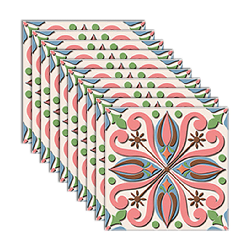 PVC Peel and Stick Backsplash Mosaic Tile Wallpaper with Square Shape Pink-Yellow-Green 10-Piece Set Clearhalo 'Flooring 'Home Improvement' 'home_improvement' 'home_improvement_peel_stick_blacksplash' 'Peel & Stick Backsplash Tile' 'peel_stick_blacksplash' 'Walls & Ceilings' Walls and Ceiling' 7183913