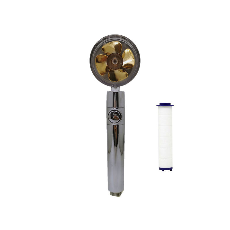 Contemporary Handheld Supercharged Shower Head Round Spray Head Gold Shower & Filter Cotton Clearhalo 'Bathroom Remodel & Bathroom Fixtures' 'Home Improvement' 'home_improvement' 'home_improvement_shower_heads' 'Shower Heads' 'shower_heads' 'Showers & Bathtubs Plumbing' 'Showers & Bathtubs' 7183955