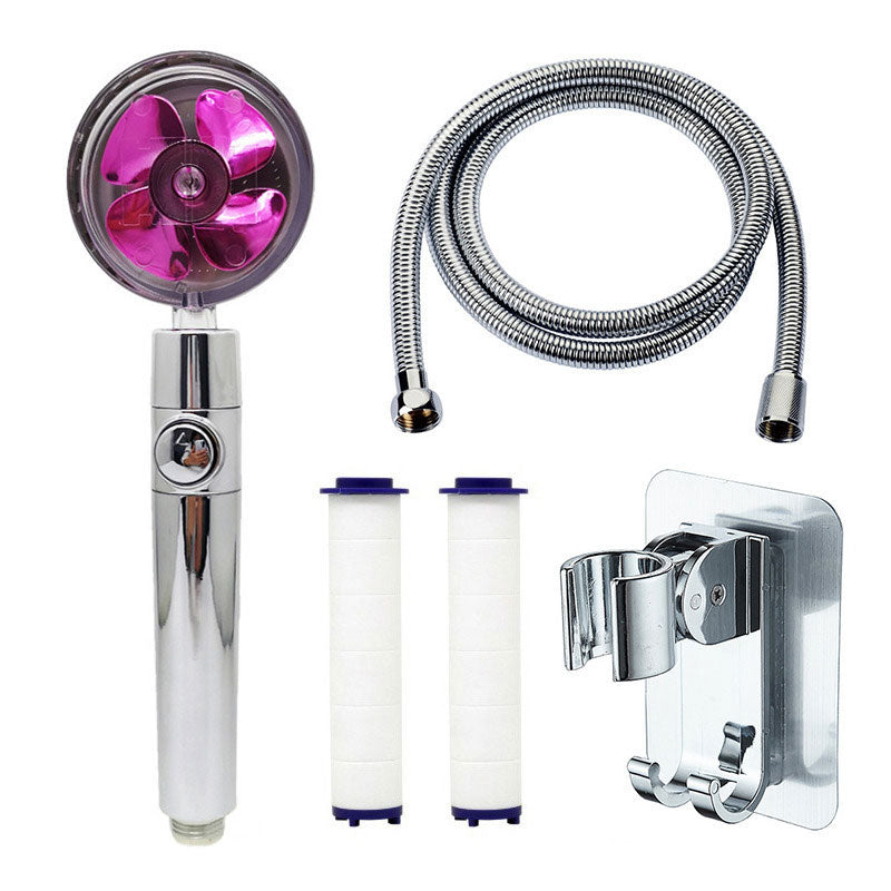 Contemporary Handheld Supercharged Shower Head Round Spray Head Purple Shower & Bracket & Hose & Filter Ball Clearhalo 'Bathroom Remodel & Bathroom Fixtures' 'Home Improvement' 'home_improvement' 'home_improvement_shower_heads' 'Shower Heads' 'shower_heads' 'Showers & Bathtubs Plumbing' 'Showers & Bathtubs' 7183965