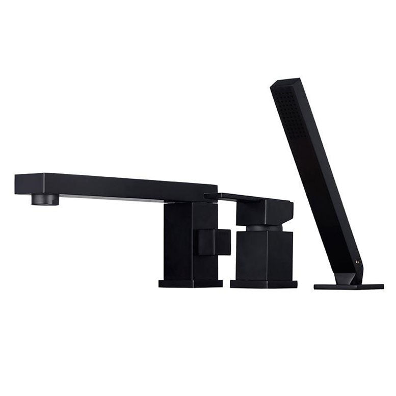 Modern Square Brass Tub Faucet with 2 Handles Deck Mount Bathroom Faucet Clearhalo 'Bathroom Remodel & Bathroom Fixtures' 'Bathtub Faucets' 'bathtub_faucets' 'Home Improvement' 'home_improvement' 'home_improvement_bathtub_faucets' 7184631