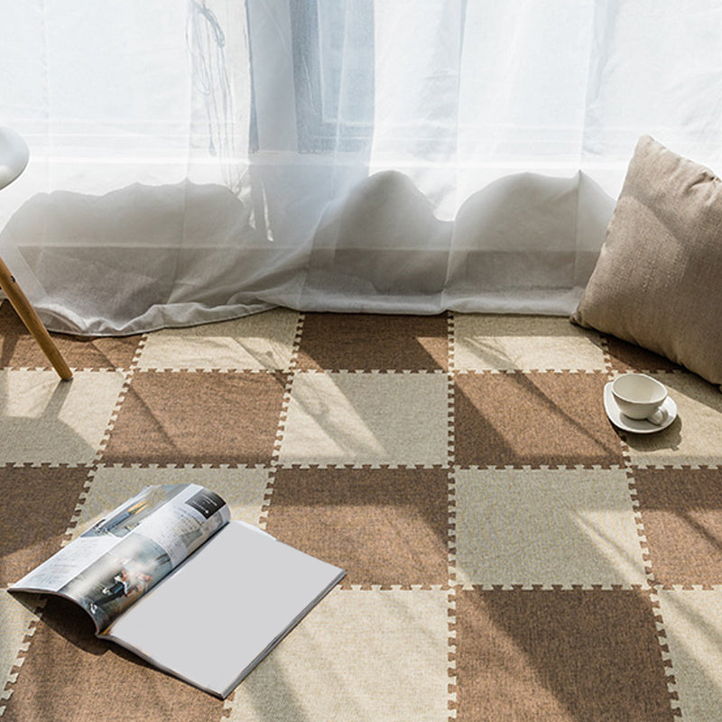 Modern Floor Tile Foam Interlocking Stain Resistant Indoor Floor Carpet Tile Gray-Khaki Clearhalo 'Carpet Tiles & Carpet Squares' 'carpet_tiles_carpet_squares' 'Flooring 'Home Improvement' 'home_improvement' 'home_improvement_carpet_tiles_carpet_squares' Walls and Ceiling' 7184740