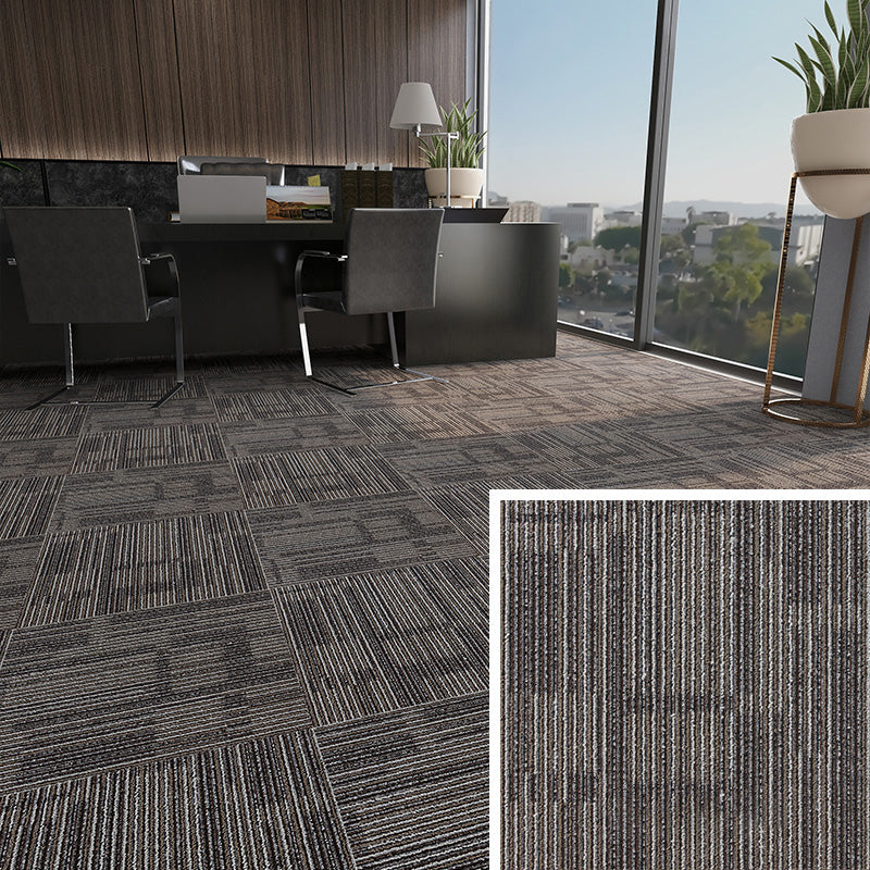 Modern Carpet Floor Tile Self Adhesive Level Loop Fade Resistant Carpet Tile Brown-Black Clearhalo 'Carpet Tiles & Carpet Squares' 'carpet_tiles_carpet_squares' 'Flooring 'Home Improvement' 'home_improvement' 'home_improvement_carpet_tiles_carpet_squares' Walls and Ceiling' 7184817