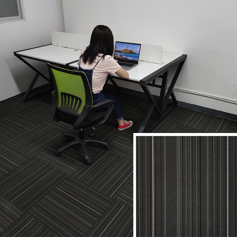 Modern Carpet Floor Tile Self Adhesive Level Loop Fade Resistant Carpet Tile Black Clearhalo 'Carpet Tiles & Carpet Squares' 'carpet_tiles_carpet_squares' 'Flooring 'Home Improvement' 'home_improvement' 'home_improvement_carpet_tiles_carpet_squares' Walls and Ceiling' 7184832