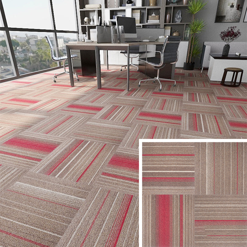 Modern Carpet Floor Tile Self Adhesive Level Loop Fade Resistant Carpet Tile Khaki-Red Asphalt Clearhalo 'Carpet Tiles & Carpet Squares' 'carpet_tiles_carpet_squares' 'Flooring 'Home Improvement' 'home_improvement' 'home_improvement_carpet_tiles_carpet_squares' Walls and Ceiling' 7184833