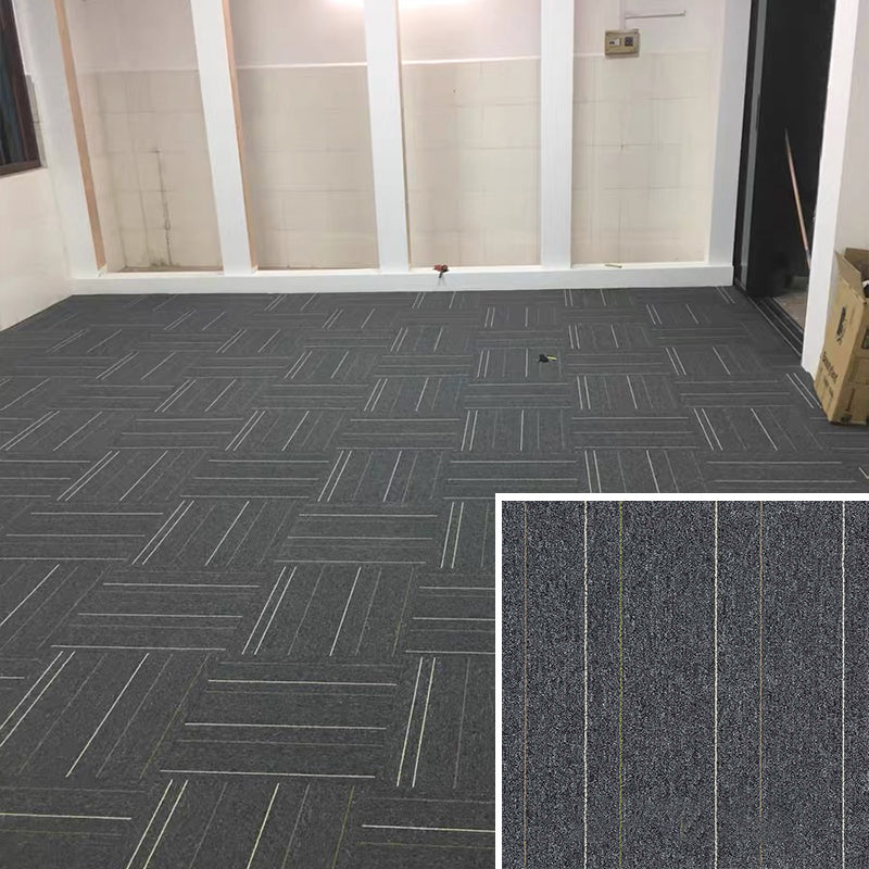 Modern Carpet Floor Tile Self Adhesive Level Loop Fade Resistant Carpet Tile Gray White Striped Clearhalo 'Carpet Tiles & Carpet Squares' 'carpet_tiles_carpet_squares' 'Flooring 'Home Improvement' 'home_improvement' 'home_improvement_carpet_tiles_carpet_squares' Walls and Ceiling' 7184837